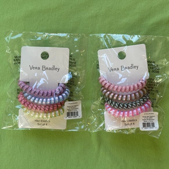 VERA BRADLEY SPIRAL HAIR ELASTICS:NWT SWEET WILDFLOWERS or HAPPY HYDRANGEAS - Picture 2 of 14